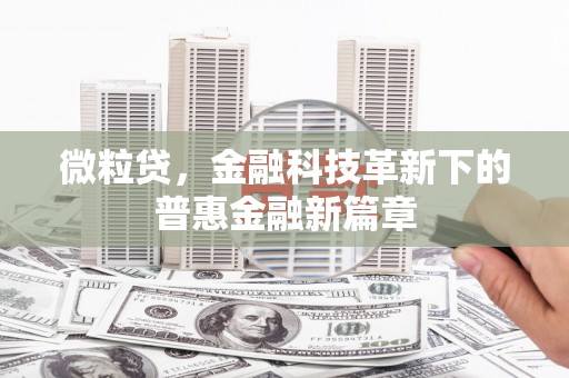 嘉陵微粒贷，金融科技革新下的普惠金融新篇章